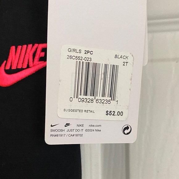 Nike Black and White Tracksuit with Neon Pink Accents - Picture 5 of 5